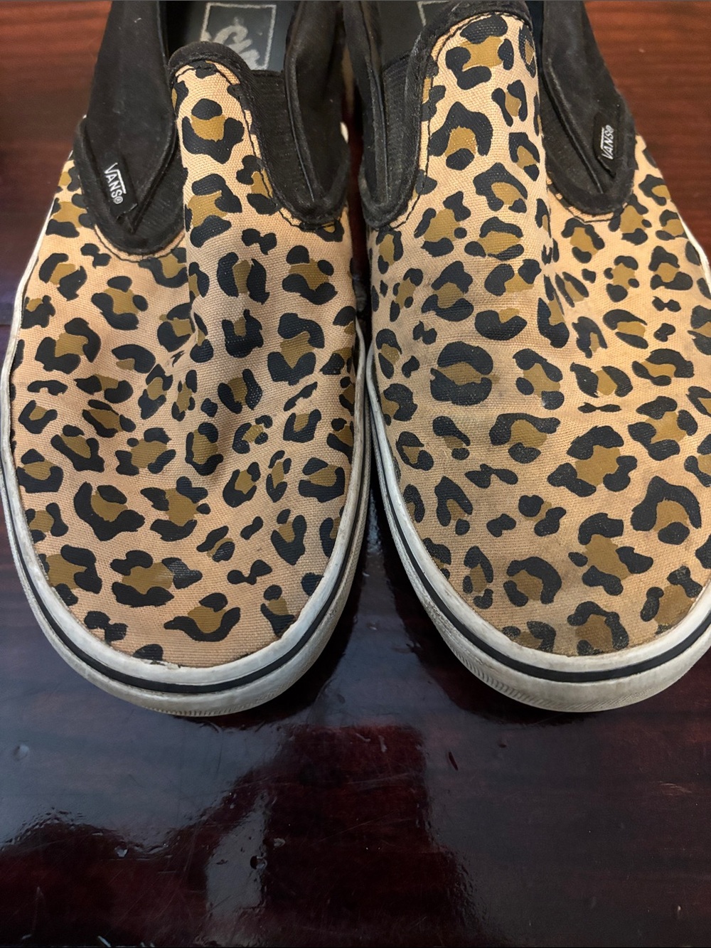 Vans Slip-On Sneakers - Leopard Print Tan and Black - Picture 2 of 4